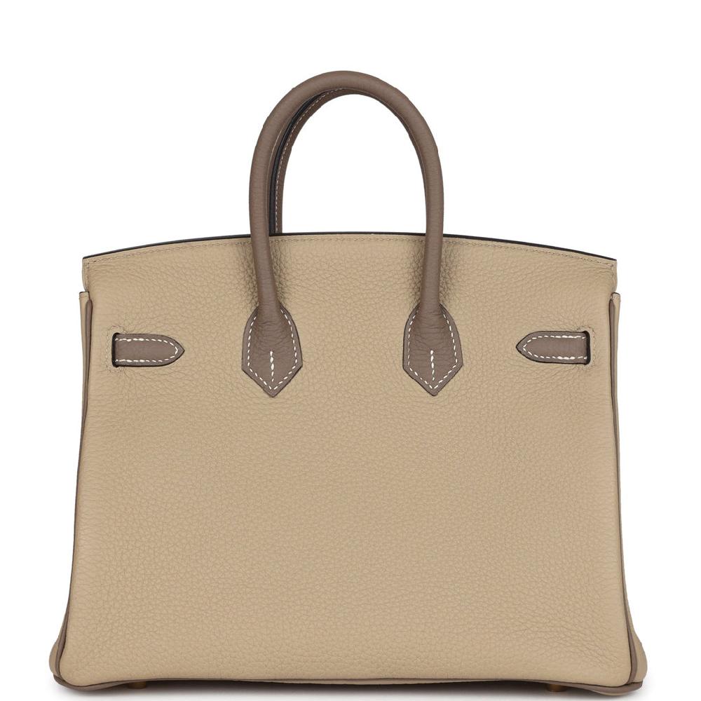 Hermes Special Order (HSS) Birkin 25 Etoupe And Trench Togo Brushed Gold Hardware