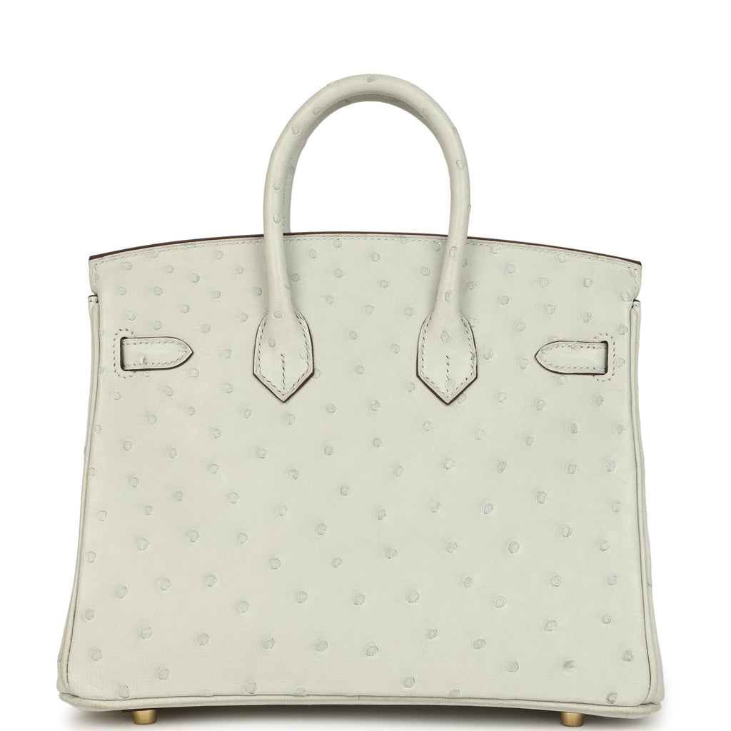 Hermes Special Order (HSS) Birkin 25 Gris Perle Verso Ostrich Brushed Gold Hardware