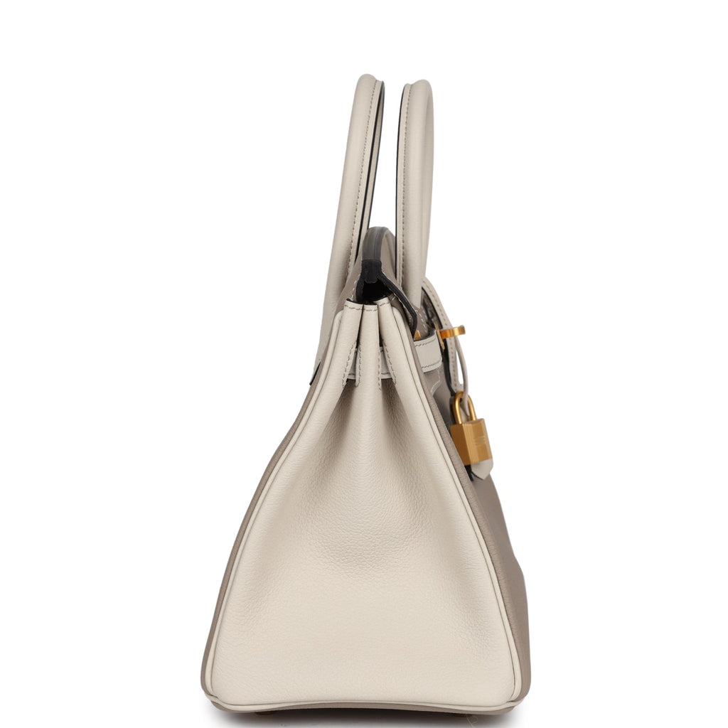Hermes Special Order (HSS) Birkin 25 Gris Tourterelle And Craie Togo Brushed Gold Hardware