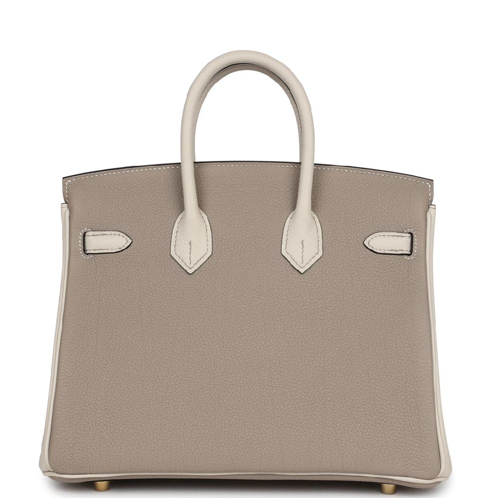 Hermes Special Order (HSS) Birkin 25 Gris Tourterelle And Craie Togo Brushed Gold Hardware