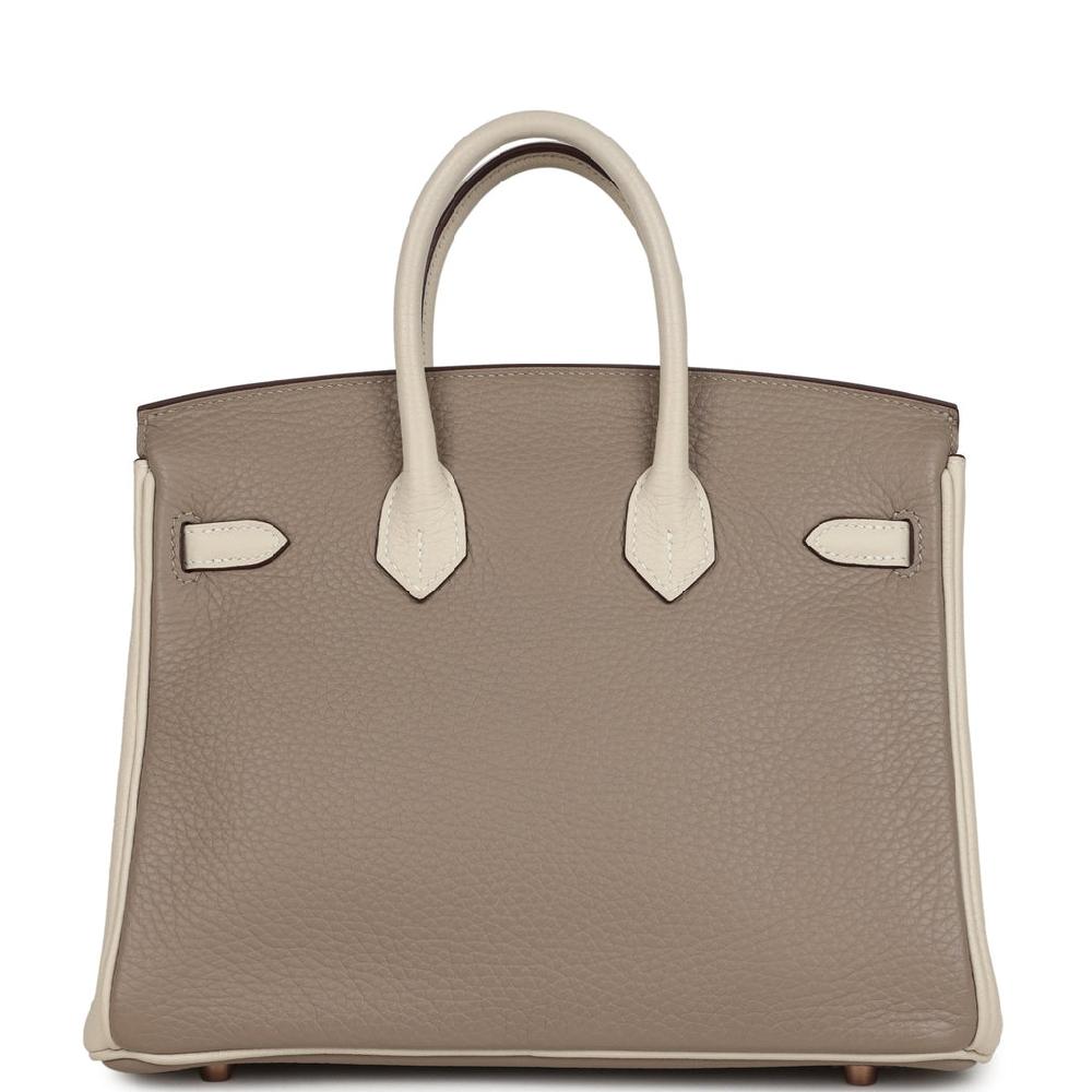 Hermes Special Order (HSS) Birkin 25 Gris Tourterelle And Craie Clemence Rose Gold Hardware