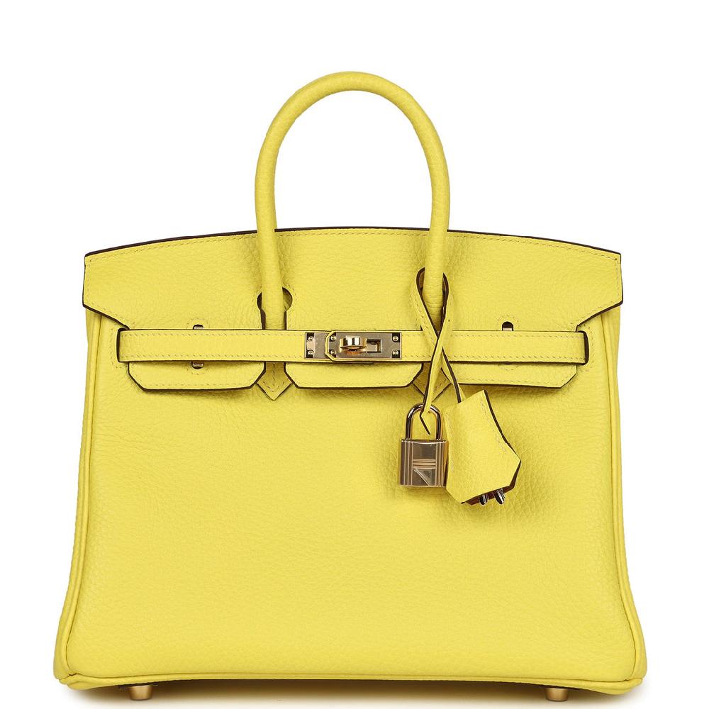Hermes Special Order (HSS) Birkin 25 Lime Verso Clemence Permabrass Hardware
