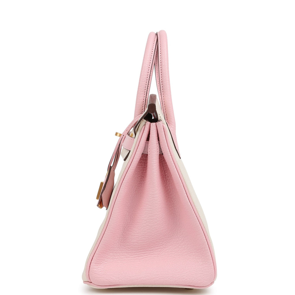 Hermes Special Order (HSS) Birkin 25 Nata And Rose Sakura Chevre Mysore Brushed Gold Hardware