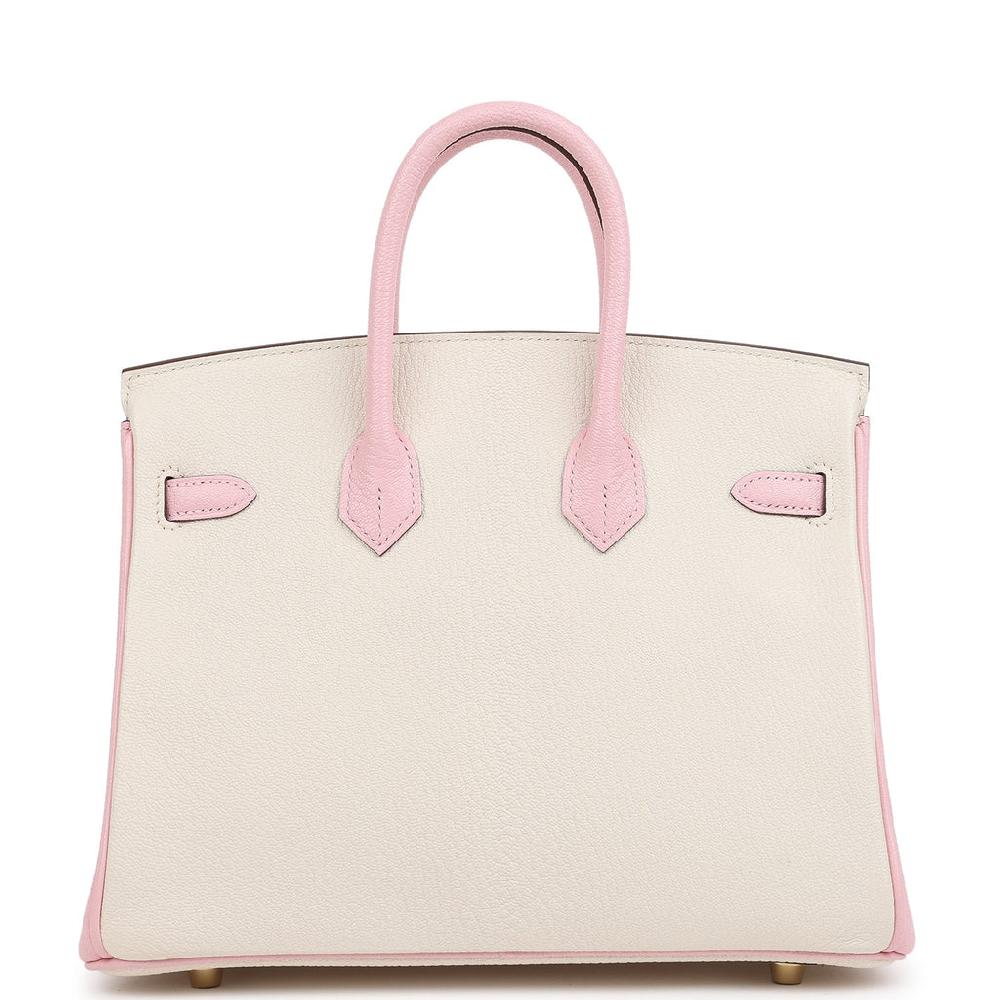 Hermes Special Order (HSS) Birkin 25 Nata And Rose Sakura Chevre Mysore Brushed Gold Hardware