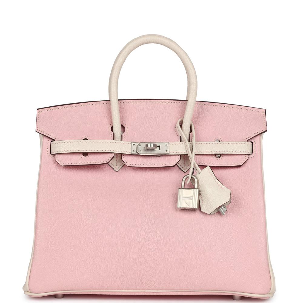 Hermes Special Order (HSS) Birkin 25 Rose Sakura and Nata Chevre Mysore Brushed Gold Hardware