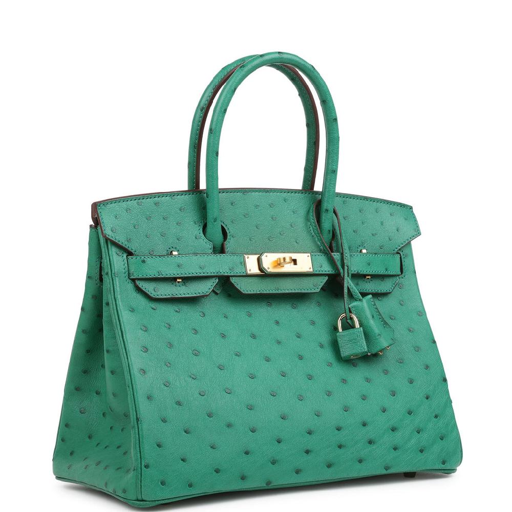 Hermes Special Order (HSS) Birkin 30 Vert Vertigo Verso Ostrich Gold Hardware
