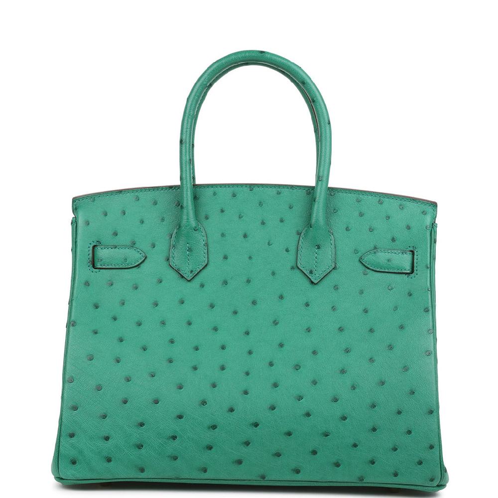Hermes Special Order (HSS) Birkin 30 Vert Vertigo Verso Ostrich Gold Hardware