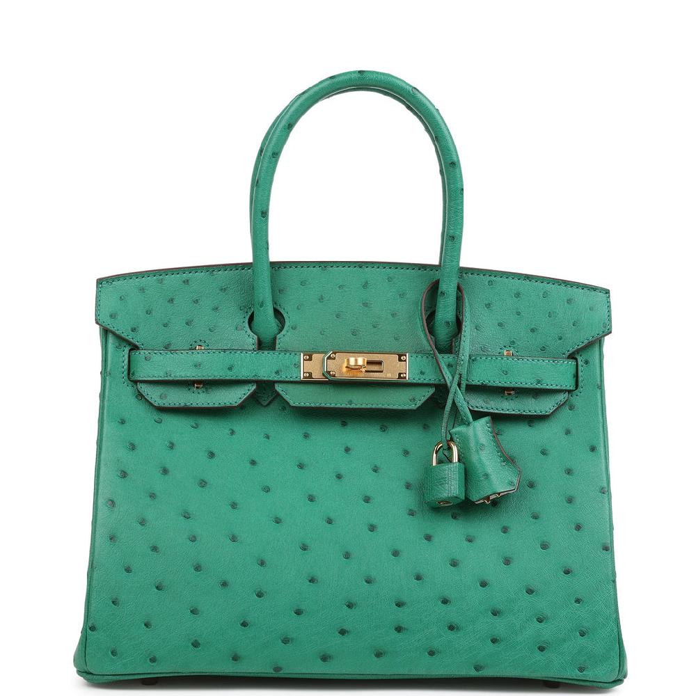 Hermes Special Order (HSS) Birkin 30 Vert Vertigo Verso Ostrich Gold Hardware
