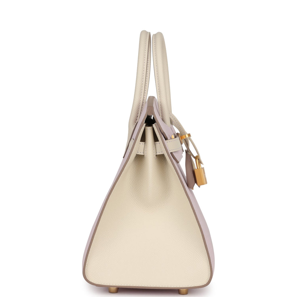 Hermes Special Order (HSS) Birkin Sellier 25 Mauve Pale And Craie Epsom Brushed Gold Hardware