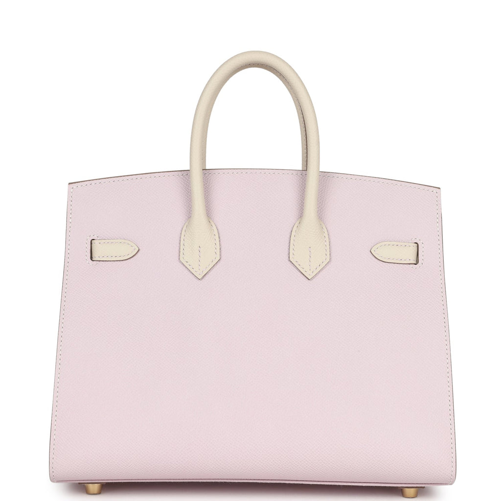 Hermes Special Order (HSS) Birkin Sellier 25 Mauve Pale And Craie Epsom Brushed Gold Hardware