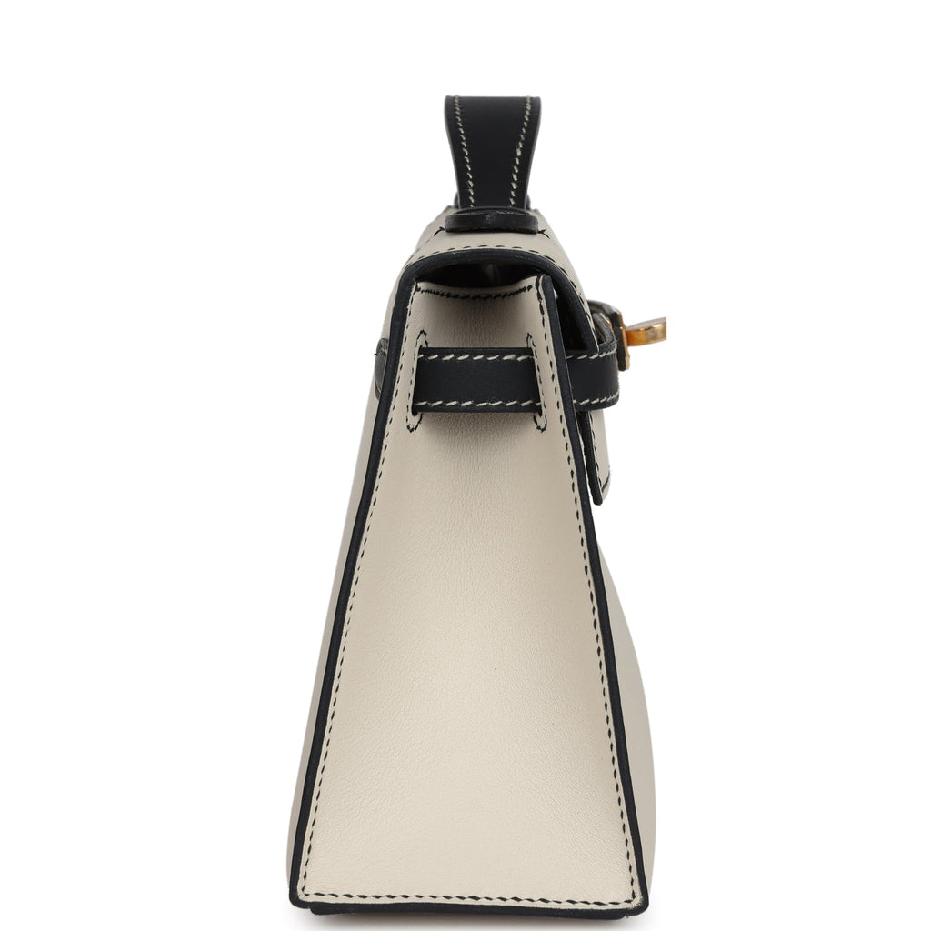 Hermes Special Order (HSS) Kelly Pochette Beton And Black Swift Gold Hardware
