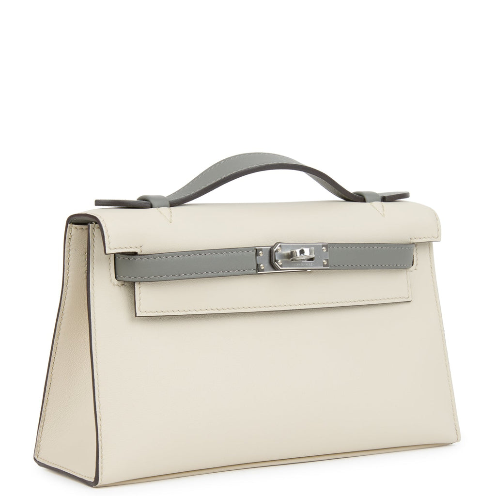Hermes Special Order (HSS) Kelly Pochette Beton And Gris Meyer Swift Palladium Hardware