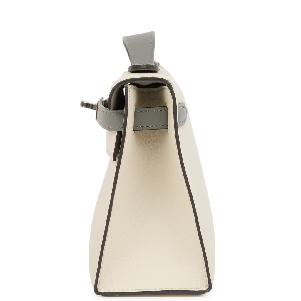 Hermes Special Order (HSS) Kelly Pochette Beton And Gris Meyer Swift Palladium Hardware