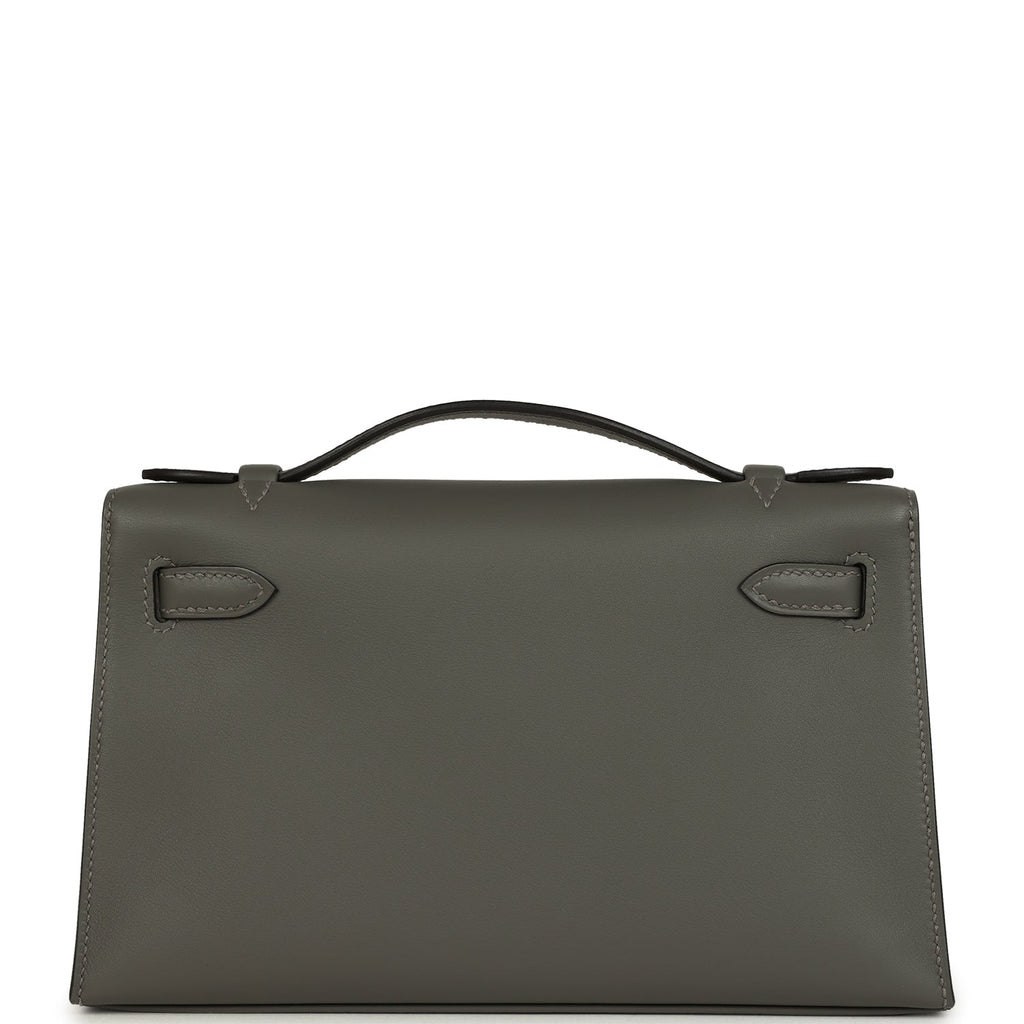 Hermes Special Order (HSS) Kelly Pochette Gris Meyer Verso Swift Permabrass Hardware