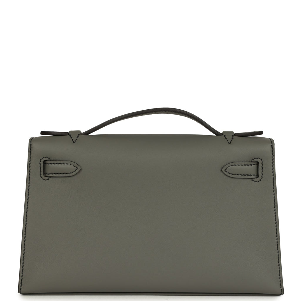 Hermes Special Order (HSS) Kelly Pochette Gris Meyer Verso Swift Gold Hardware