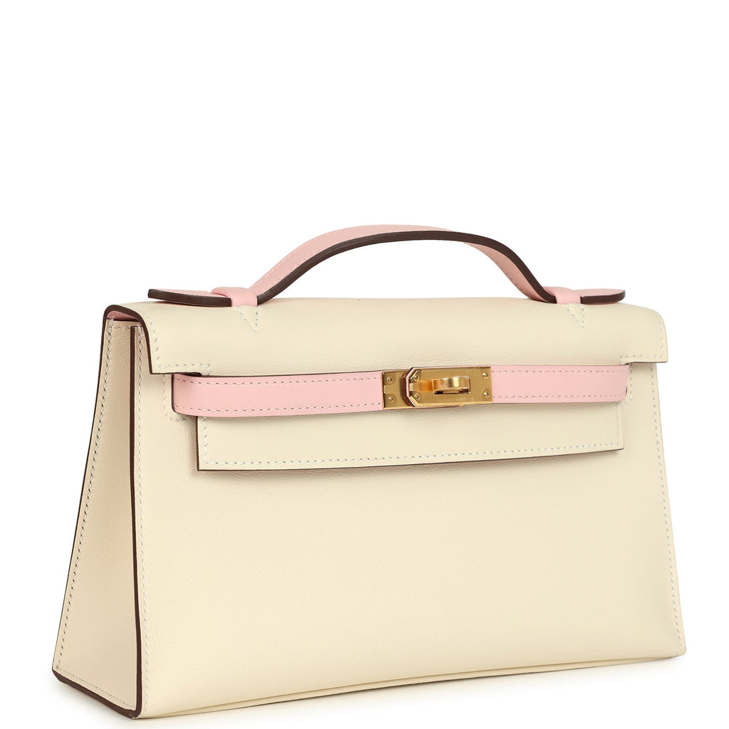 Hermes Special Order (HSS) Kelly Pochette Nata And Rose Sakura Swift Gold Hardware