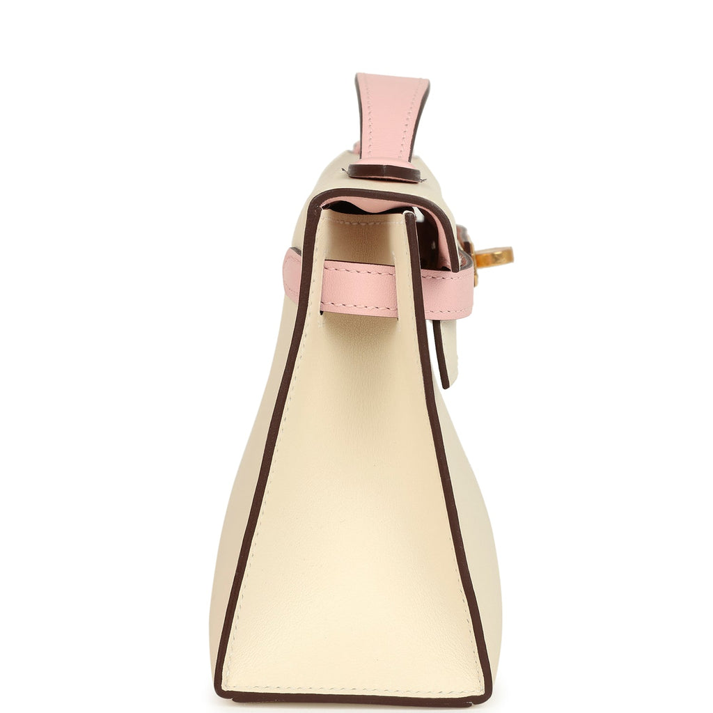 Hermes Special Order (HSS) Kelly Pochette Nata And Rose Sakura Swift Gold Hardware