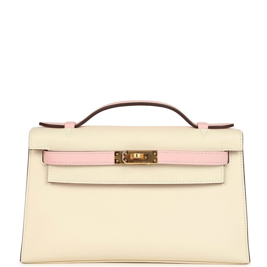 Hermes Special Order (HSS) Kelly Pochette Nata and Rose Sakura Swift Gold Hardware