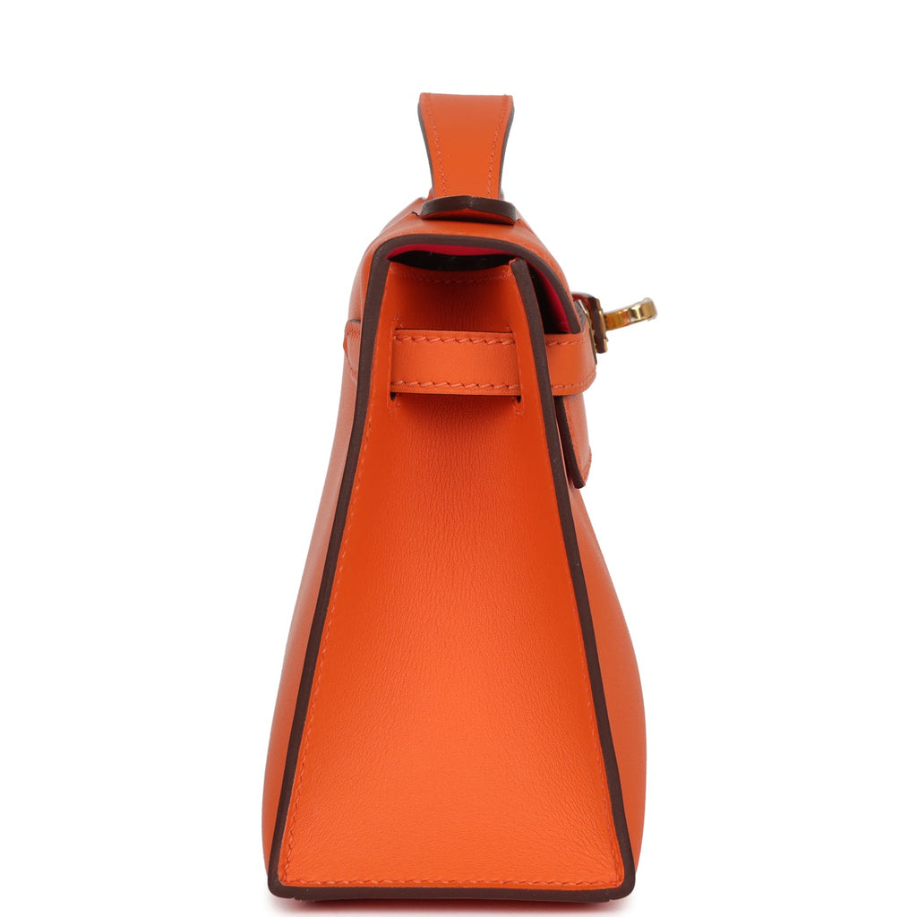Hermes Special Order (HSS) Kelly Pochette Orange Verso Swift Gold Hardware