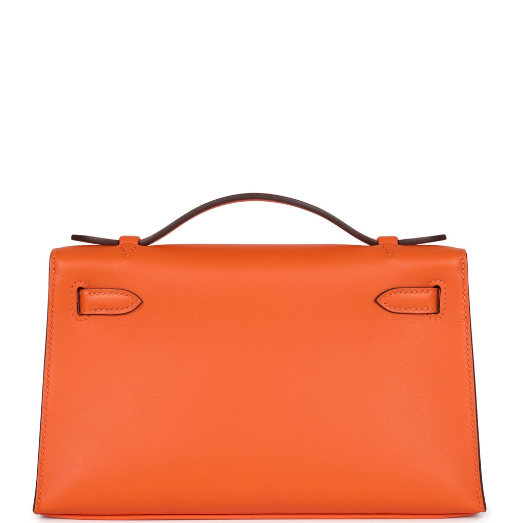 Hermes Special Order (HSS) Kelly Pochette Orange Verso Swift Gold Hardware