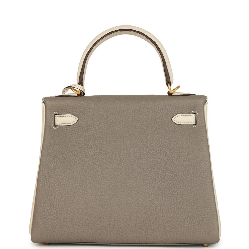 Hermes Special Order (HSS) Kelly Retourne 25 Beton And Etoupe Togo Brushed Gold Hardware