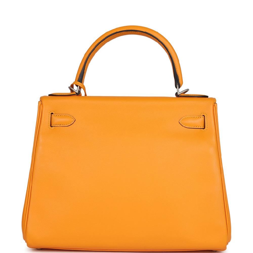 Hermes Special Order (HSS) Kelly Retourne 28 Jaune D'Or Swift Brushed Palladium Hardware