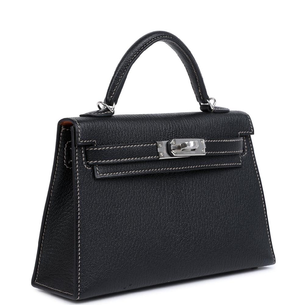 Hermes Special Order (HSS) Kelly Sellier 20 Black Verso Chevre Palladium Hardware