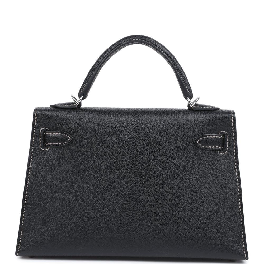 Hermes Special Order (HSS) Kelly Sellier 20 Black Verso Chevre Palladium Hardware