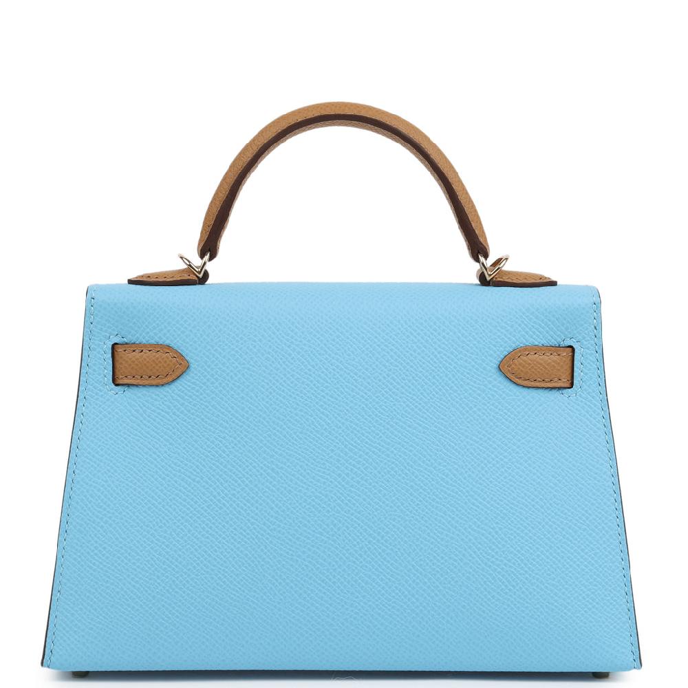 Hermes Special Order (HSS) Kelly Sellier 20 Bleu Celeste And Biscuit Epsom Permabrass Hardware