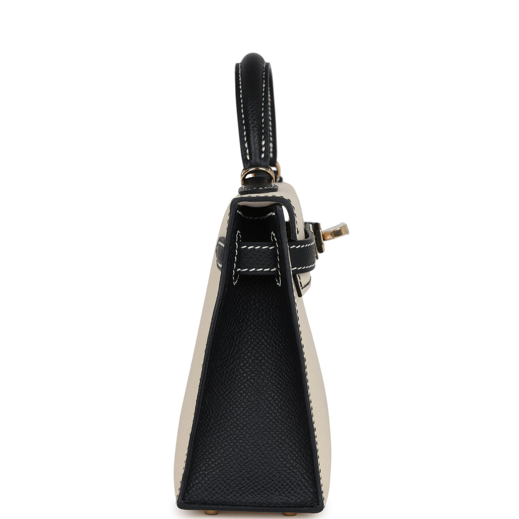 Hermes Special Order (HSS) Kelly Sellier 20 Craie And Black Epsom Permabrass Hardware