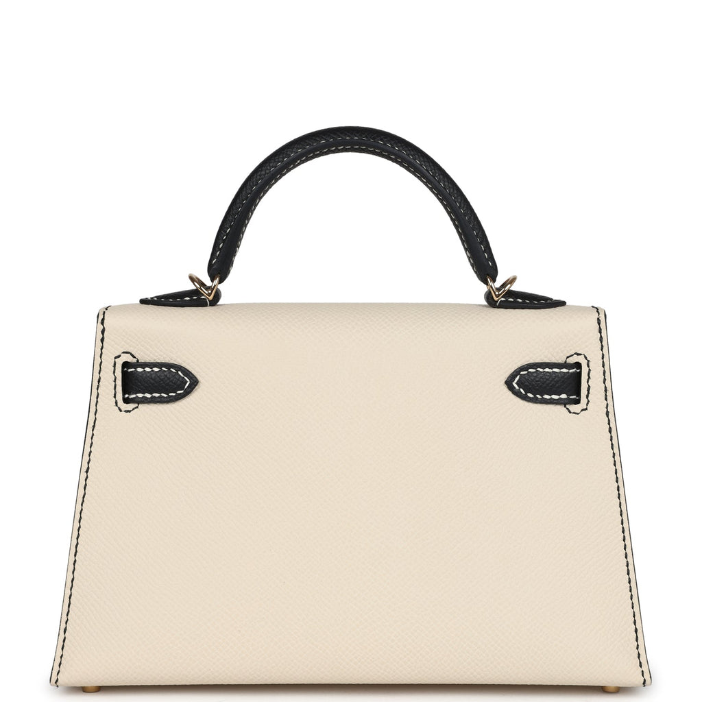 Hermes Special Order (HSS) Kelly Sellier 20 Craie And Black Epsom Permabrass Hardware