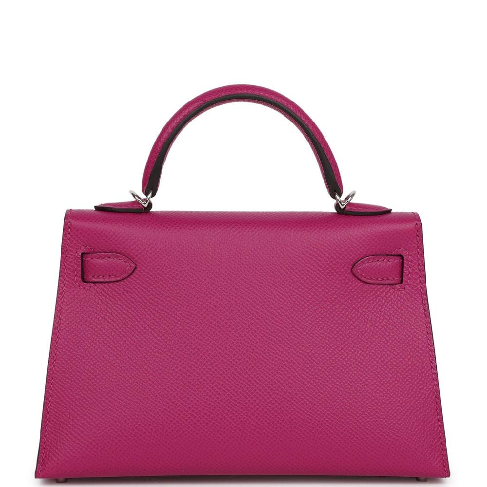 Hermes Special Order (HSS) Kelly Sellier 20 Rose Pourpre Verso Epsom Palladium Hardware