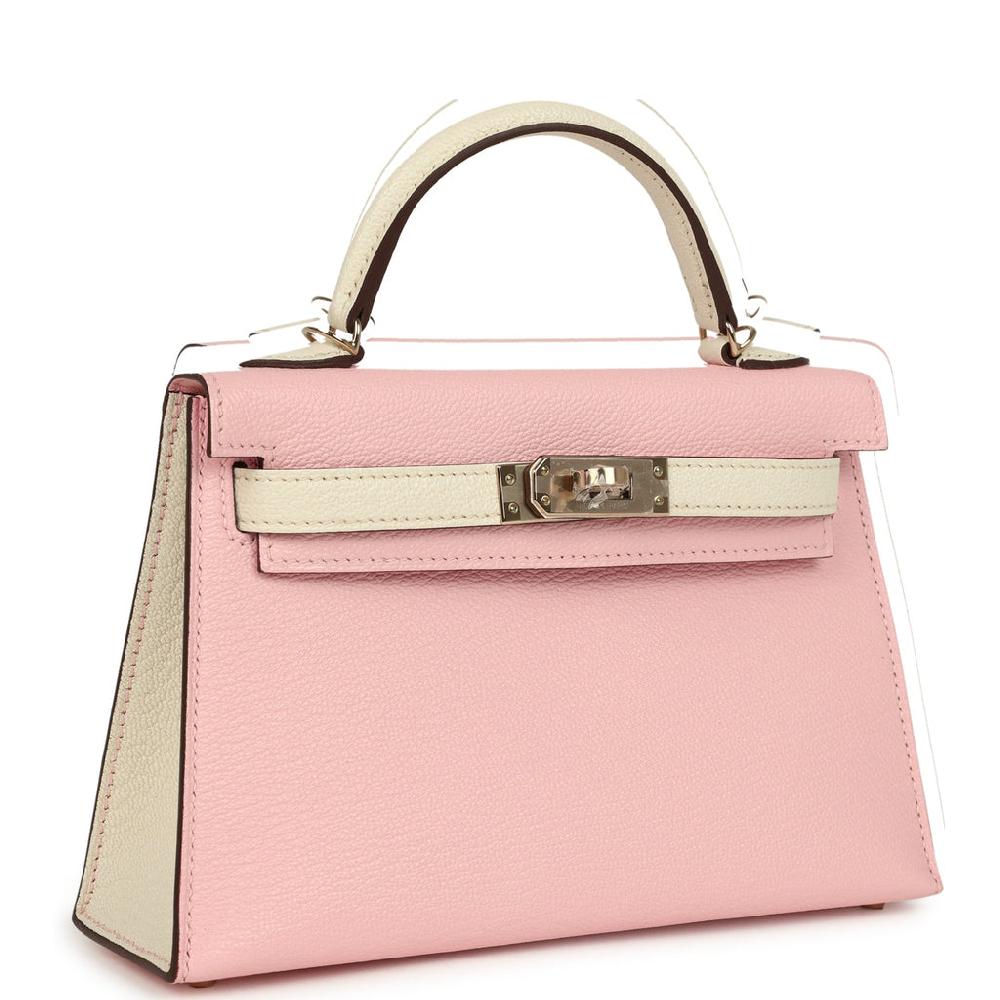 Hermes Special Order (HSS) Kelly Sellier 20 Rose Sakura And Nata Chevre Mysore Permabrass Hardware