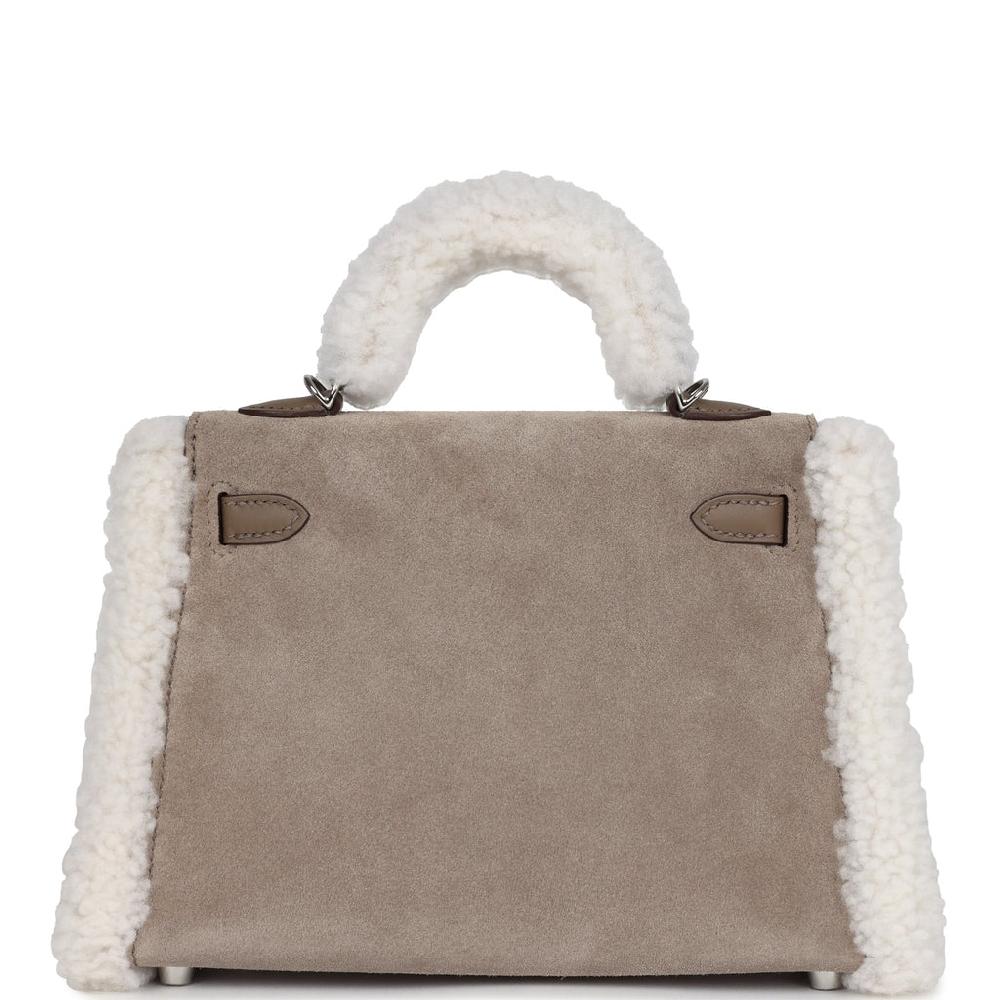 Hermes Teddy Kelly 20 Gris Caillou And Etoupe Swift Palladium Hardware