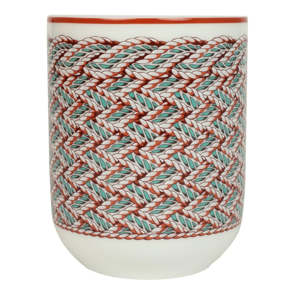 Hermes "Tressages Equestres" Orange White And Blue Porcelain Mug N°2