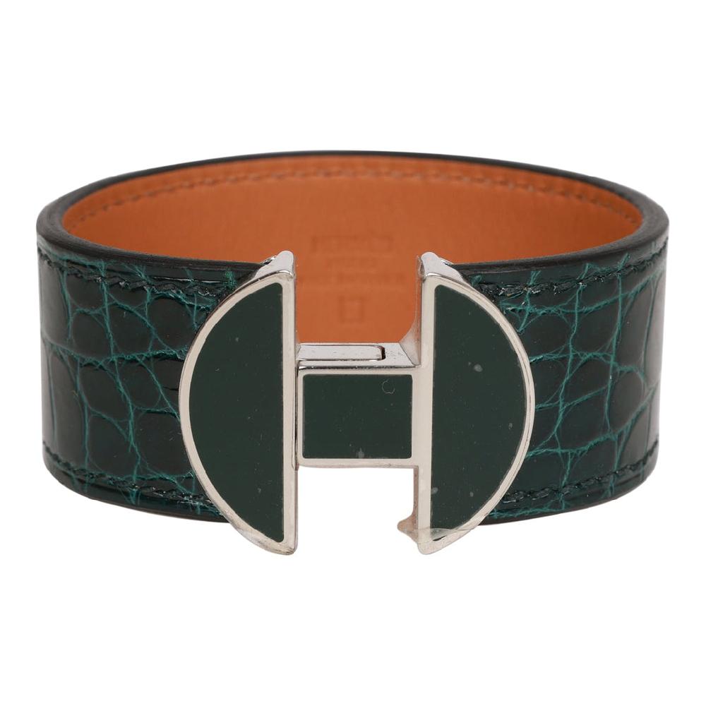 Hermes Vert Cypress Alligator 2002 H Bracelet PHW T2
