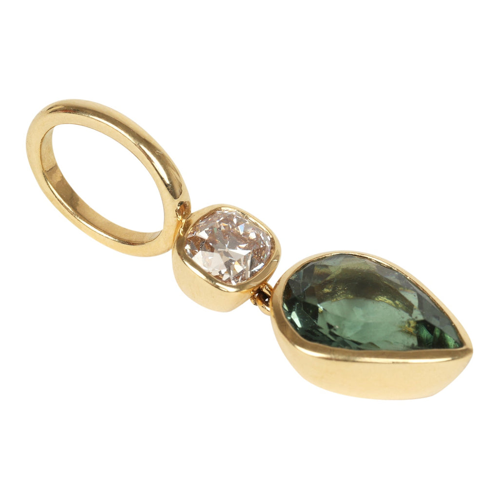 Jade Ruzzo Louise Pendant In Diamond And Tourmaline
