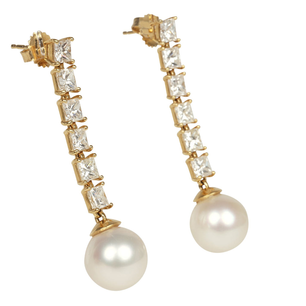 Jade Ruzzo Stick Earrings In Diamond And Pearl