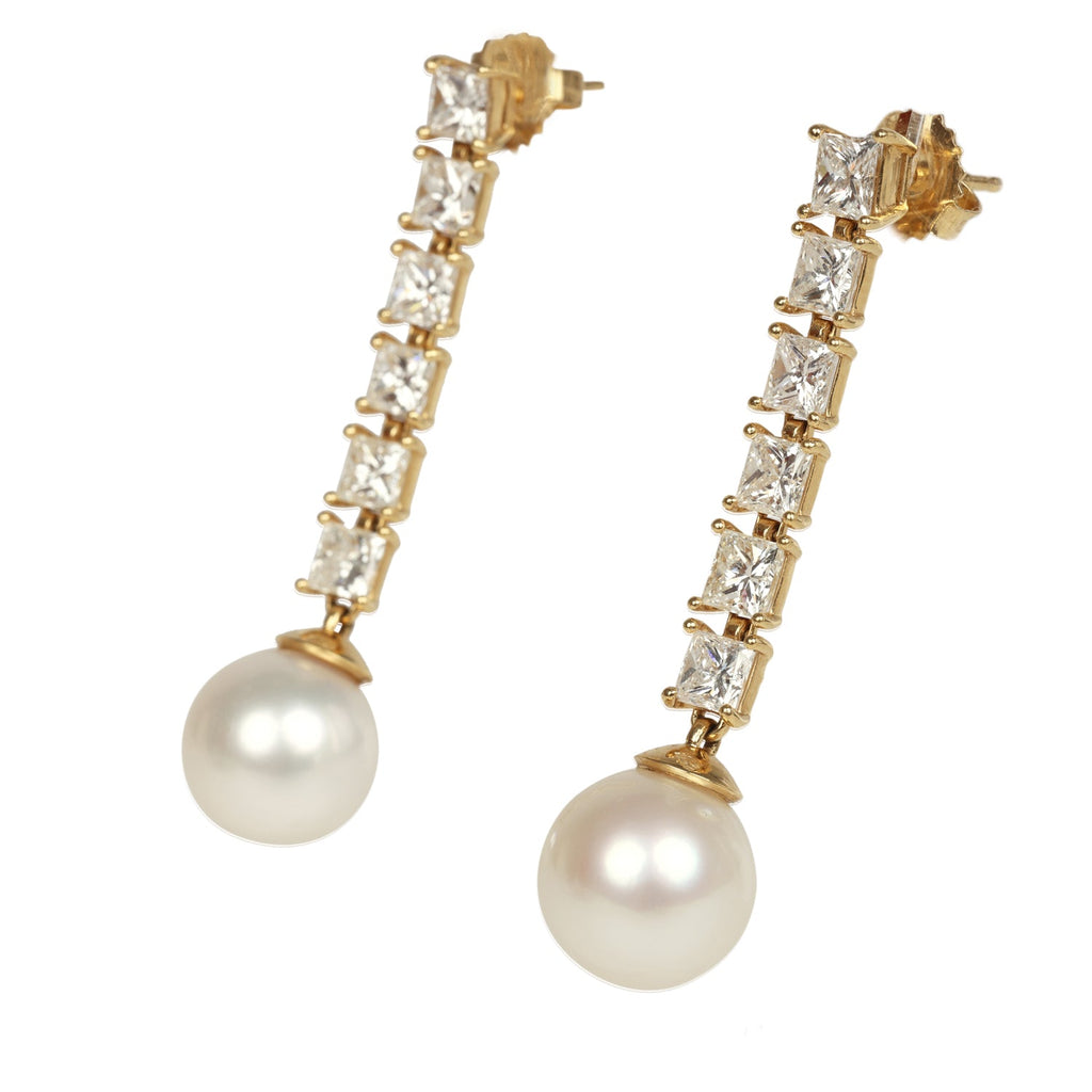 Jade Ruzzo Stick Earrings In Diamond And Pearl