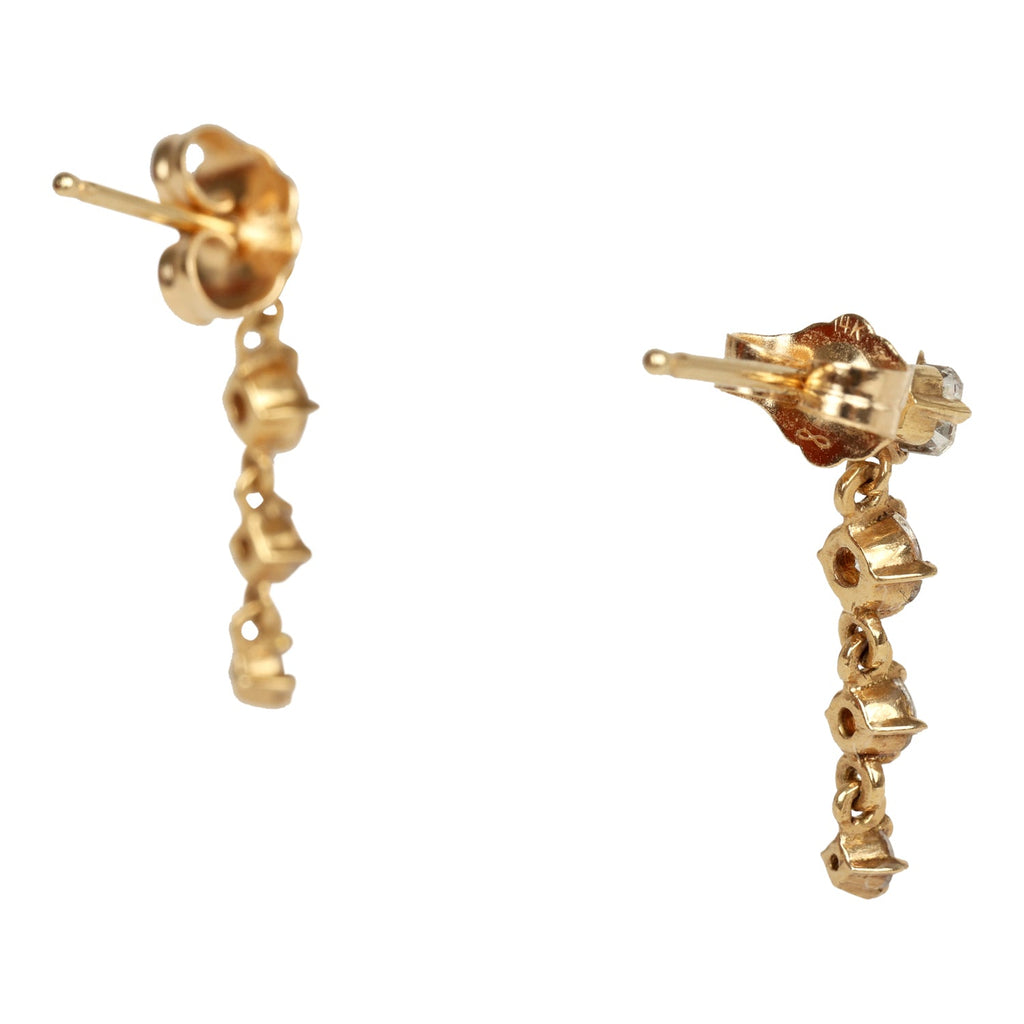 Lizzie Mandler Emerald Cut And Round Diamond Long Drop Earrings