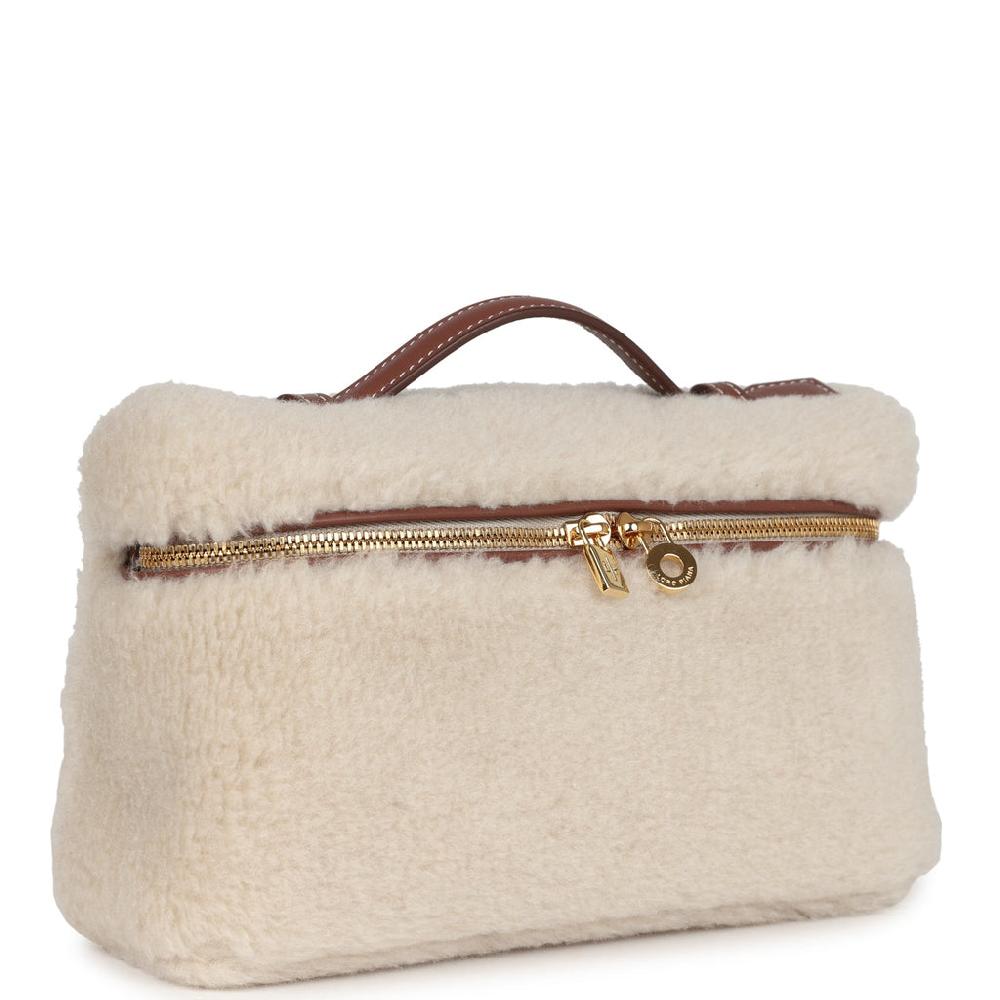 Loro Piana Extra Pocket L19 Pouch Ancient Paper And Sun Gold Cashmere And Silk Gold Hardware