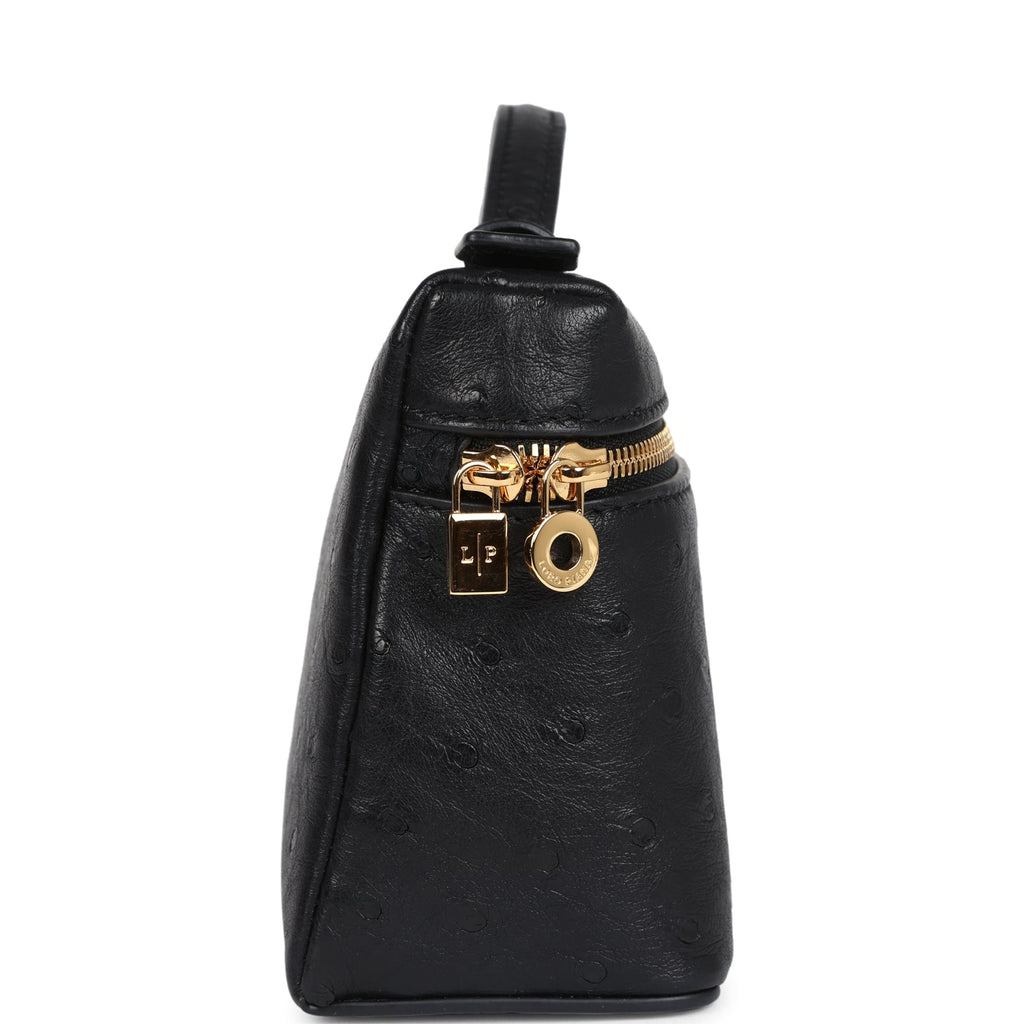 Loro Piana Extra Pocket L19 Pouch Black Ostrich Gold Hardware