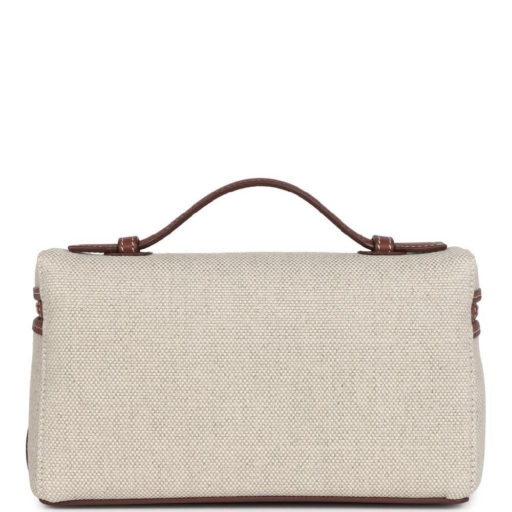 Loro Piana Extra Pocket L19 Pouch Natural And Sun Gold Linen Gold Hardware