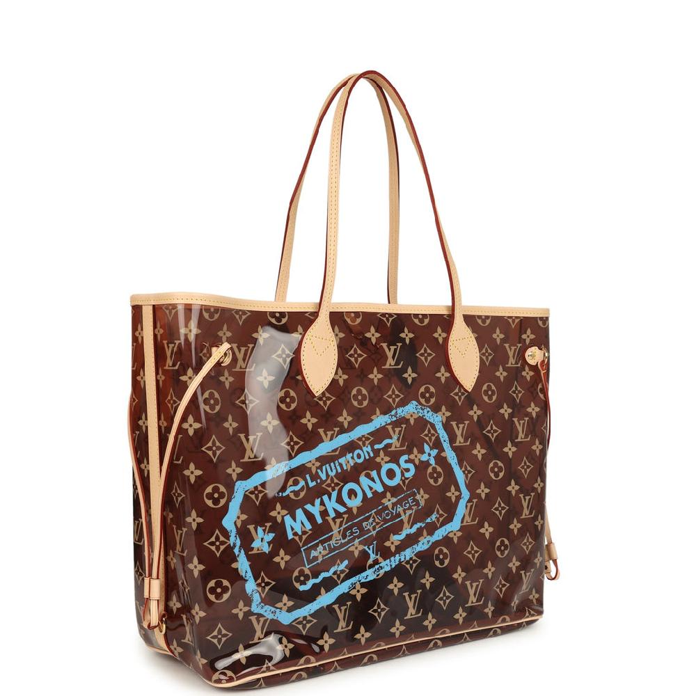 Louis Vuitton "Mykonos" Cities Neverfull GM Brown And Blue Monogram Vinyl Gold Hardware