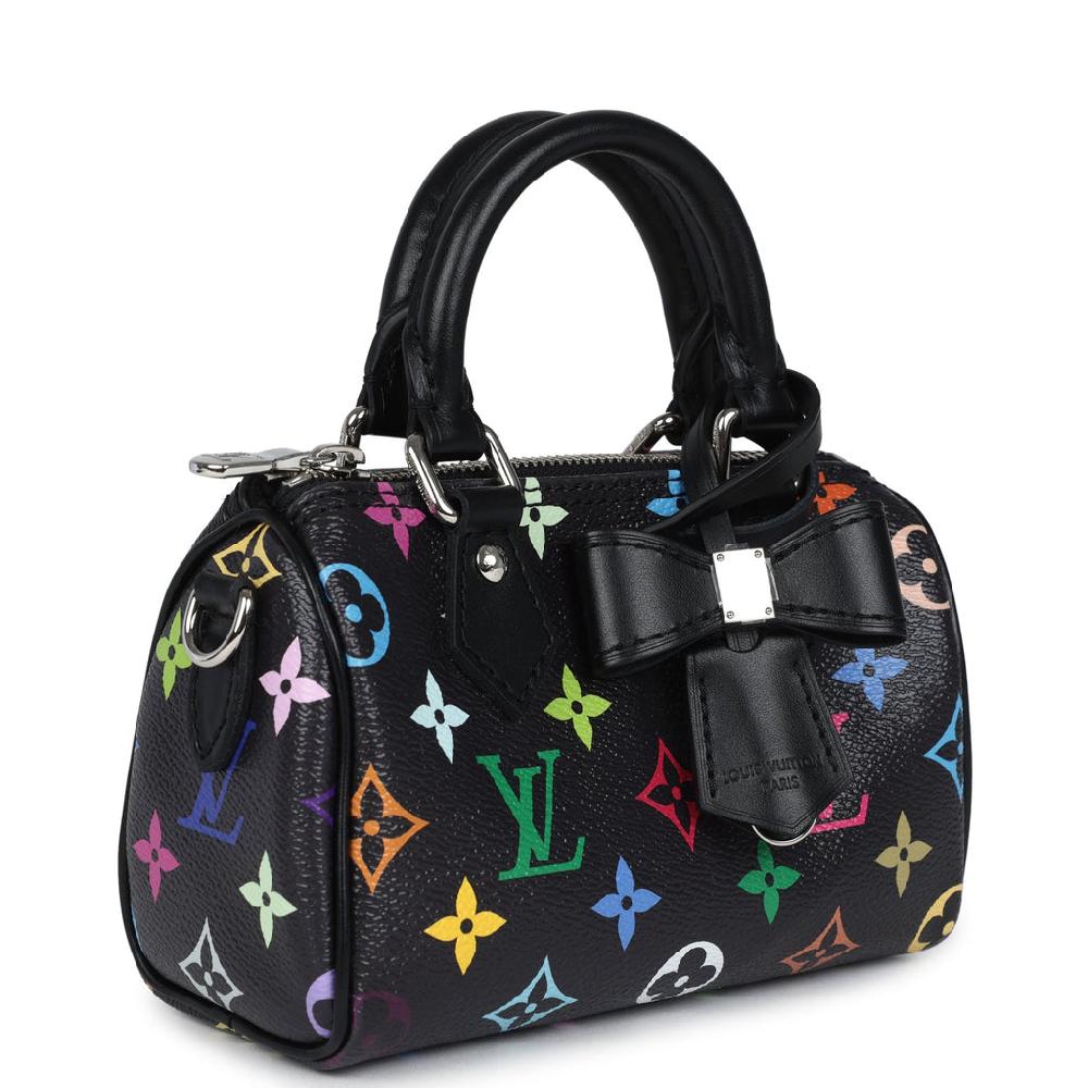 Louis Vuitton X Murakami Nano Speedy Bag Black Multicolor Monogram Gold Hardware