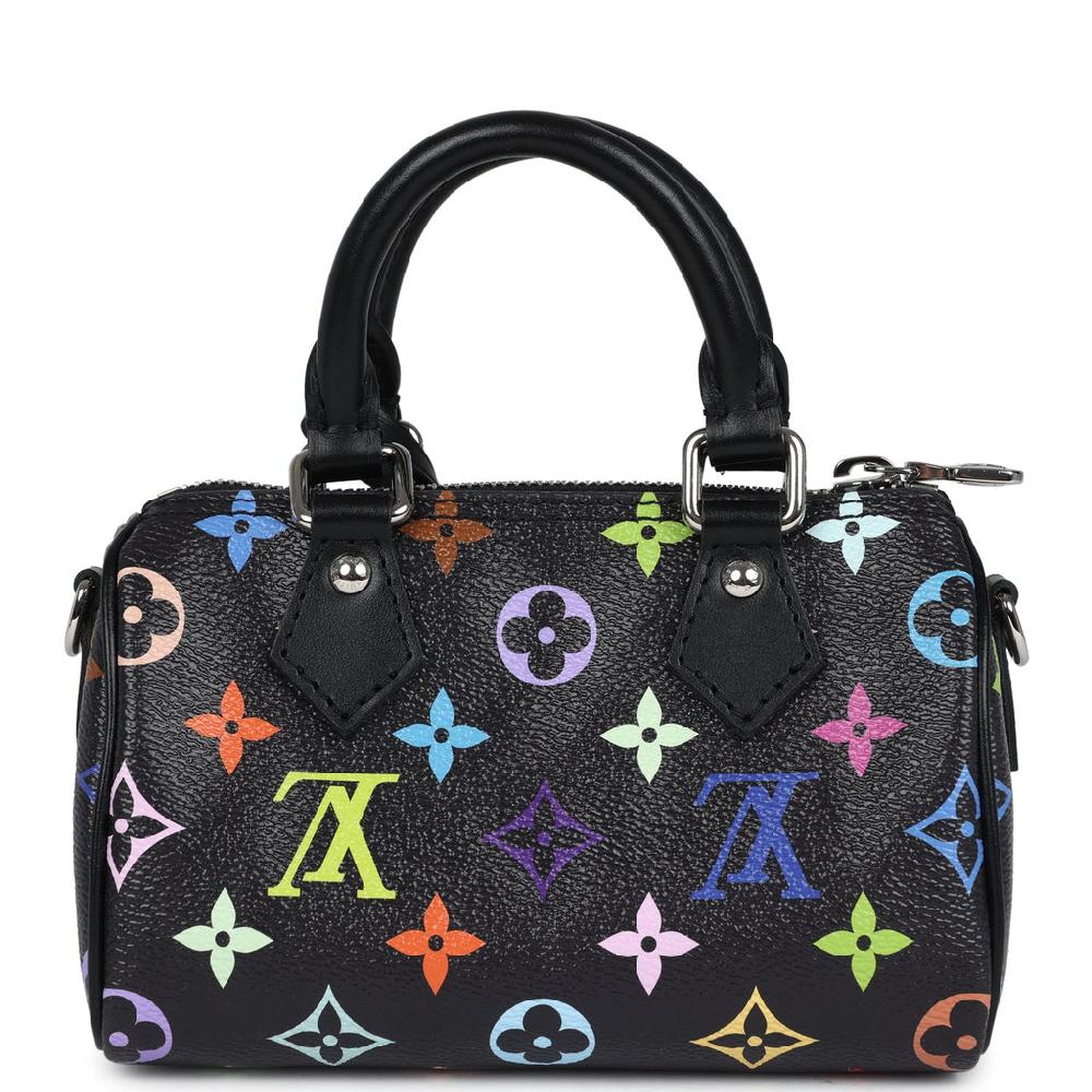 Louis Vuitton X Murakami Nano Speedy Bag Black Multicolor Monogram Gold Hardware