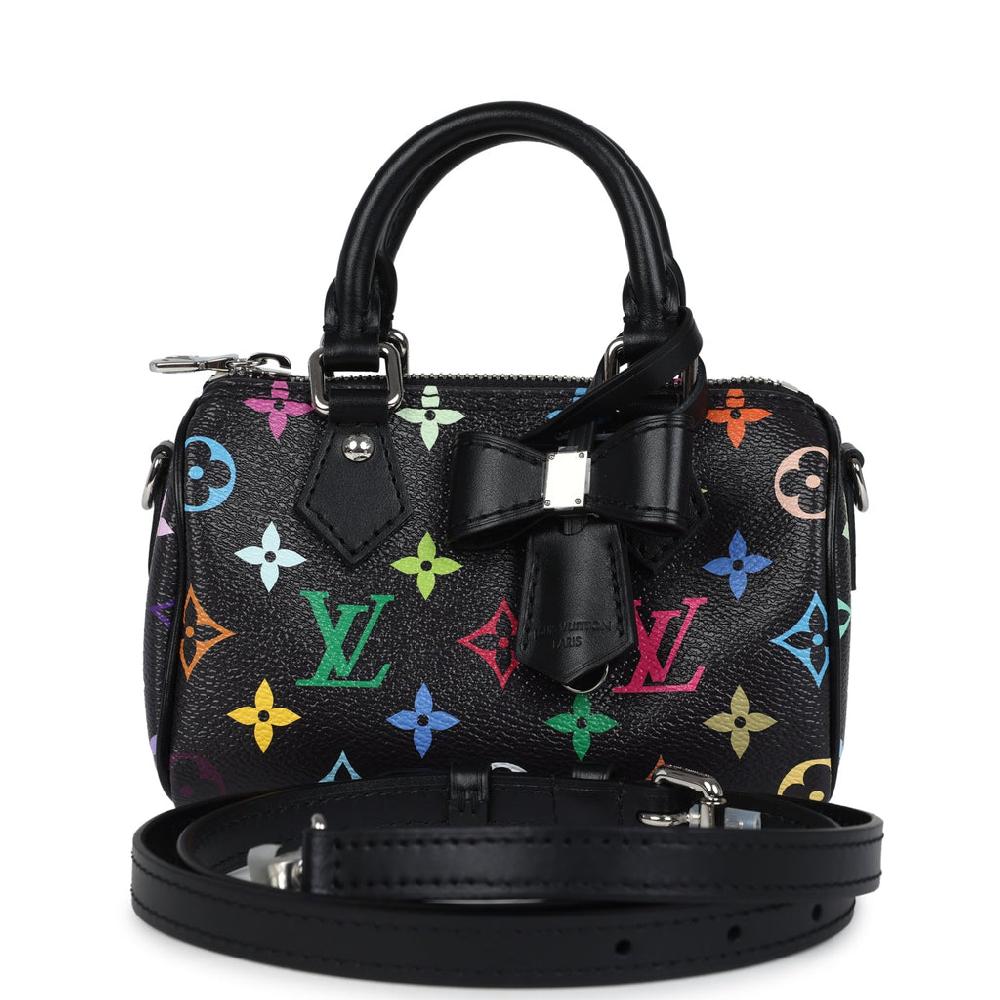 Louis Vuitton X Murakami Nano Speedy Bag Black Multicolor Monogram Gold Hardware