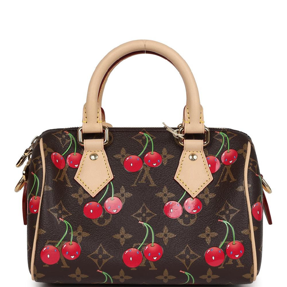 Louis Vuitton X Takashi Murakami Cerises Speedy Bandouliere 20 Bag Brown Cherry Monogram Gold Hardware