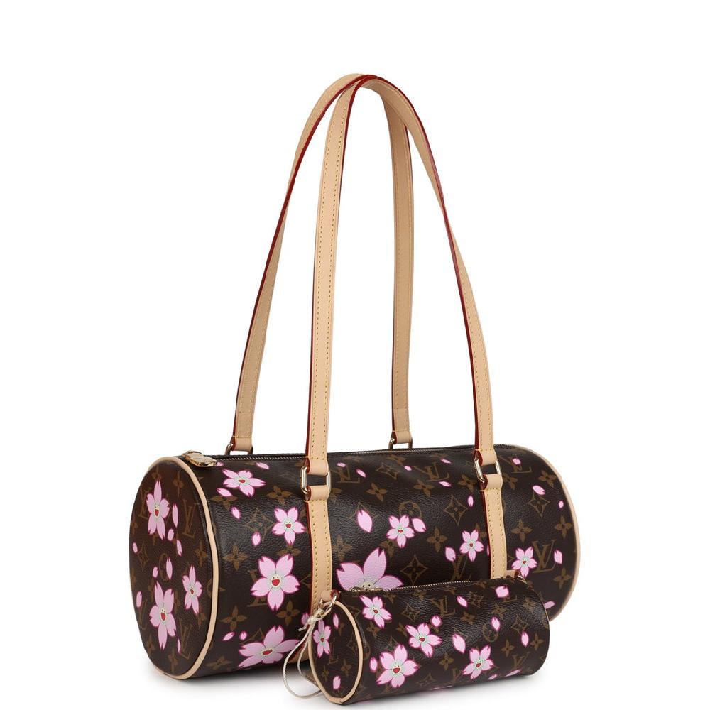 Louis Vuitton X Takashi Murakami Cherry Blossom Papillon Brown And Pink Monogram Gold Hardware