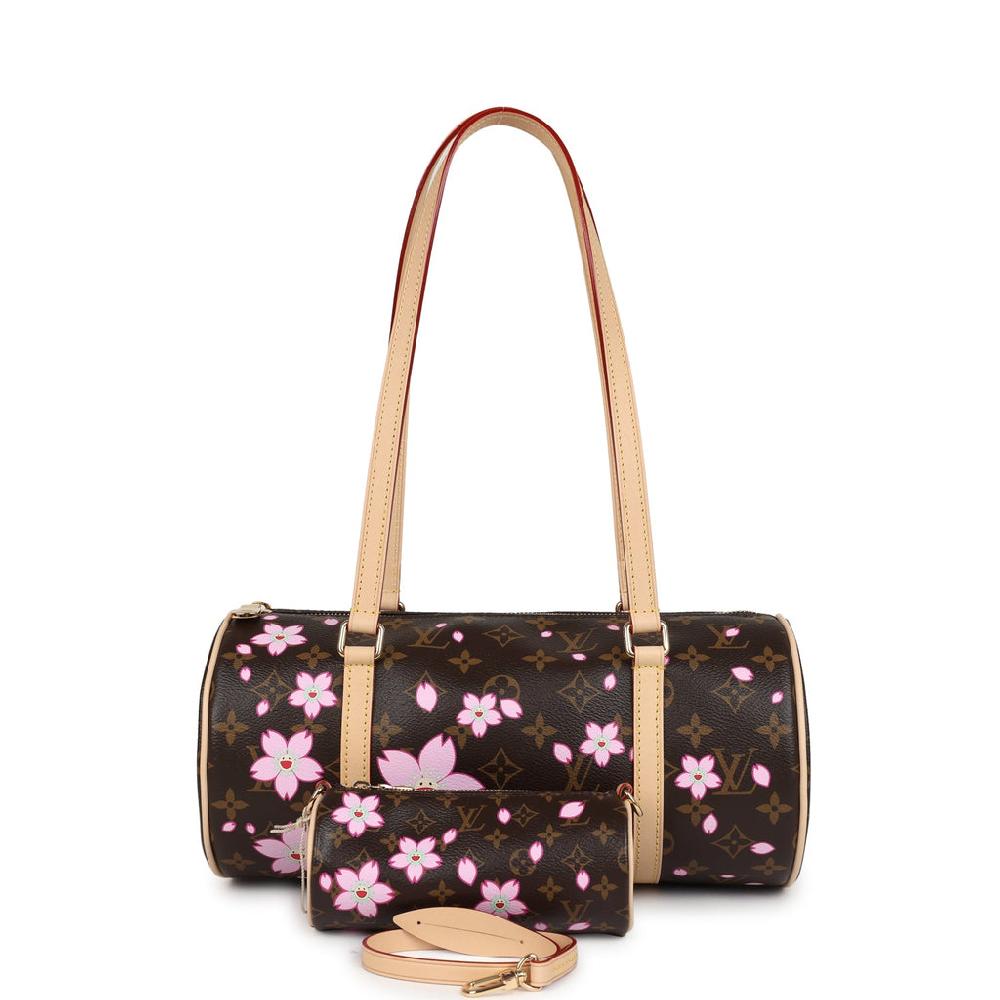 Louis Vuitton X Takashi Murakami Cherry Blossom Papillon Brown and Pink Monogram Gold Hardware